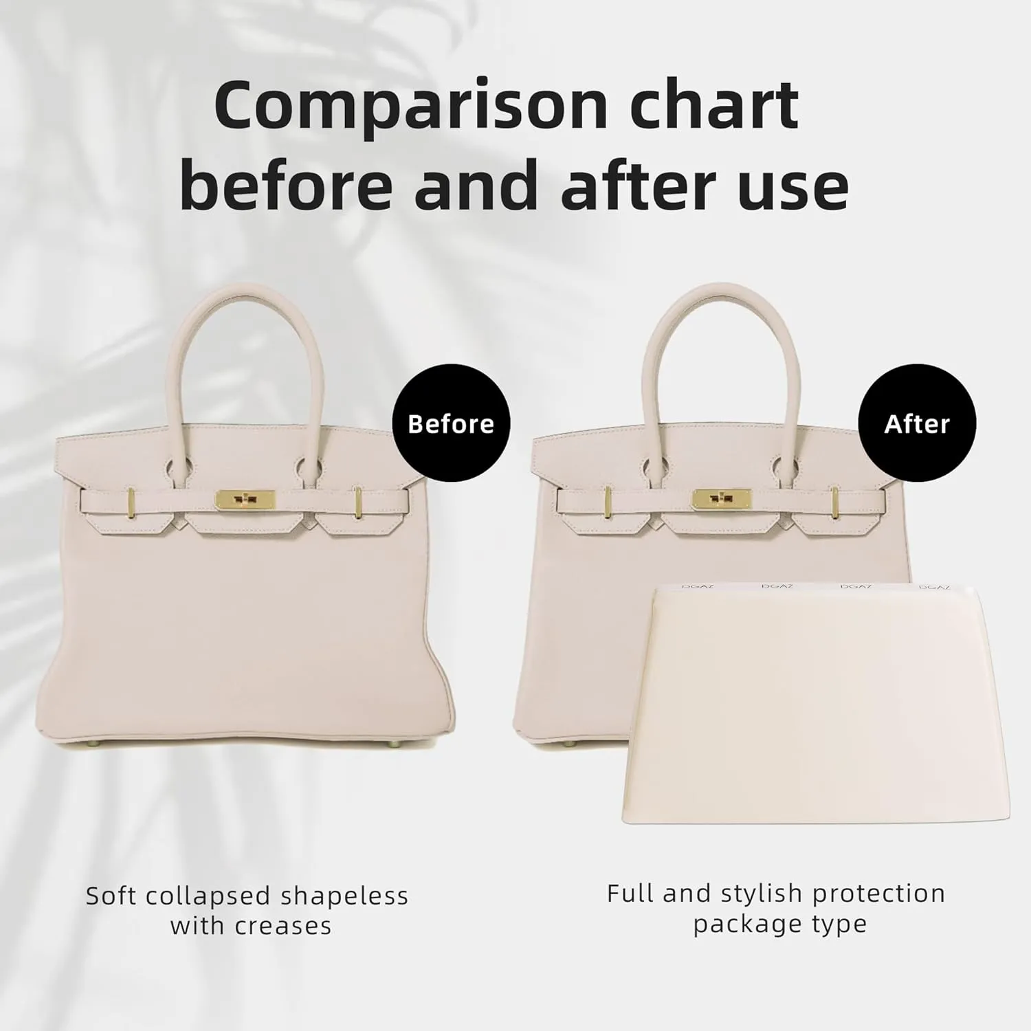DGAZ Purse Pillow Shaper Insert,Luxury Handbag Tote Shapers, Memory Foam- Fits Birkin 20/25/30/35/40/45/50 Bag(Craie,BK30 Retourne)