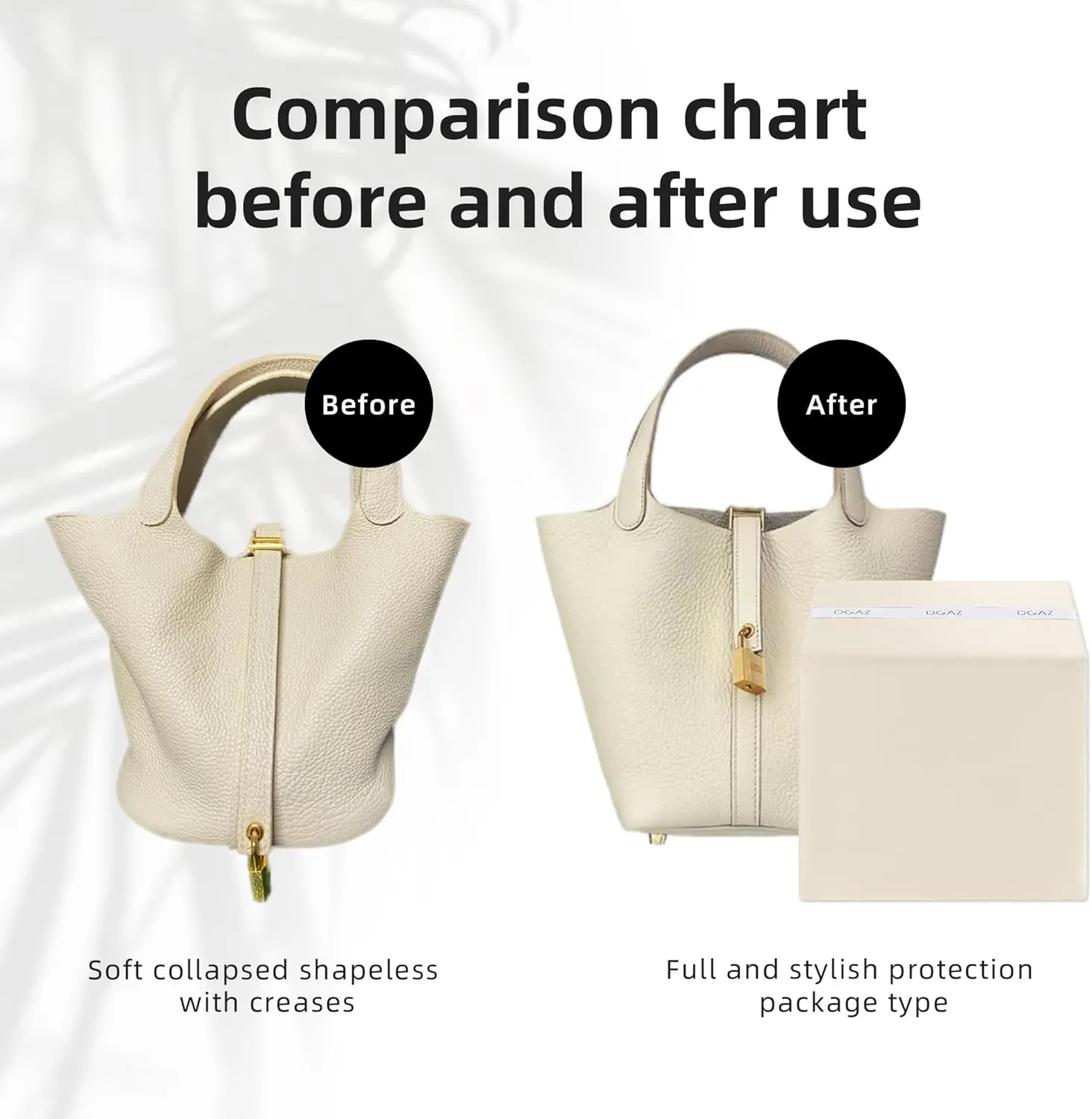 DGAZ Purse Pillow Shaper Insert,Luxury Handbag Tote Shapers, Memory Foam- Fits picotin14/18/22/26/31Bags(Craie,PC18)