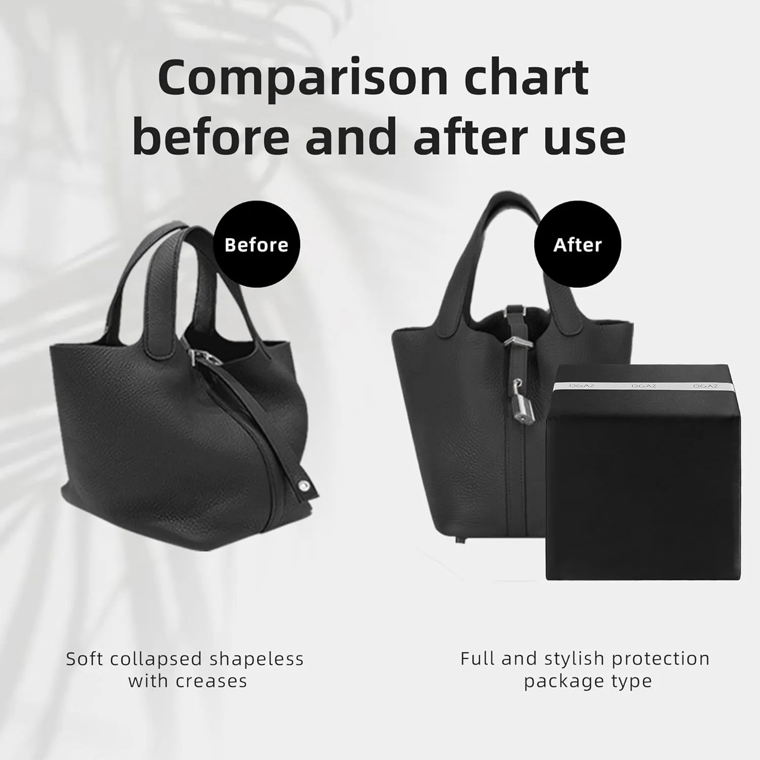 DGAZ Purse Pillow Shaper Insert,Luxury Handbag Tote Shapers, Memory Foam- Fits picotin18/22Bags (Black,PC18)