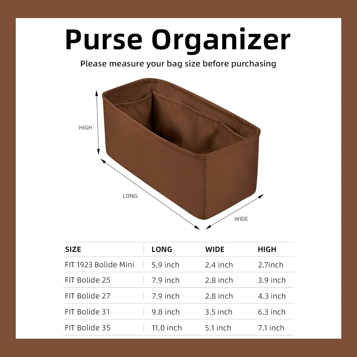 DGAZ Silk Purse Organizer Insert Fits Bolide 1923mini/25/27/31/35,Silky Smooth Bag Organizer，Luxury Handbag & Tote Shaper(Gold,Bolide31)