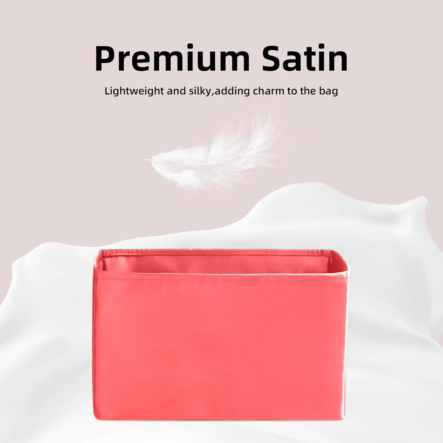 DGAZ Silk Purse Organizer Insert Fits Chanel 22 Mini/S/M/L bag，Silky Smooth Bag Organizer，Luxury Handbag & Tote Shaper(Rose lipstick,S)