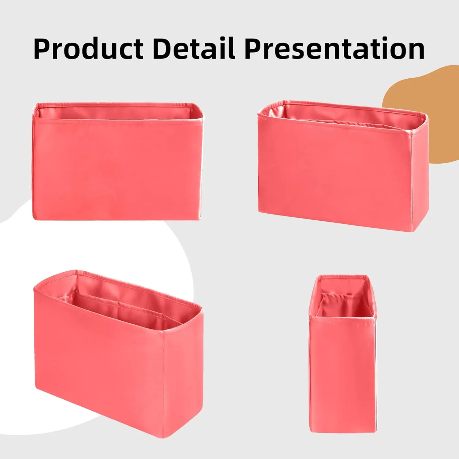 DGAZ Silk Purse Organizer Insert Fits Chanel 22 Mini/S/M/L bag，Silky Smooth Bag Organizer，Luxury Handbag & Tote Shaper(Rose lipstick,S)