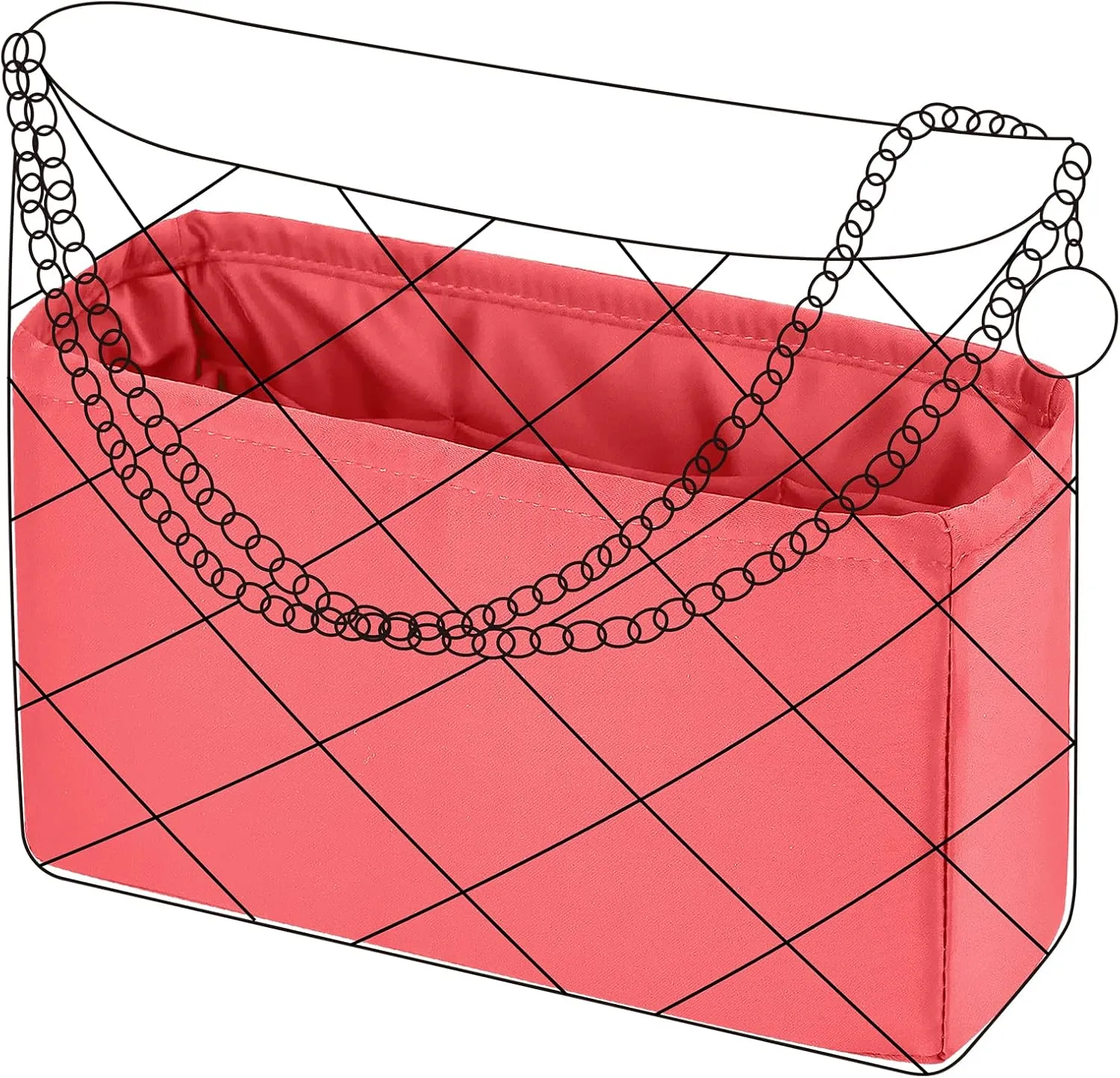 DGAZ Silk Purse Organizer Insert Fits Chanel 22 Mini/S/M/L bag，Silky Smooth Bag Organizer，Luxury Handbag & Tote Shaper(Rose lipstick,S)