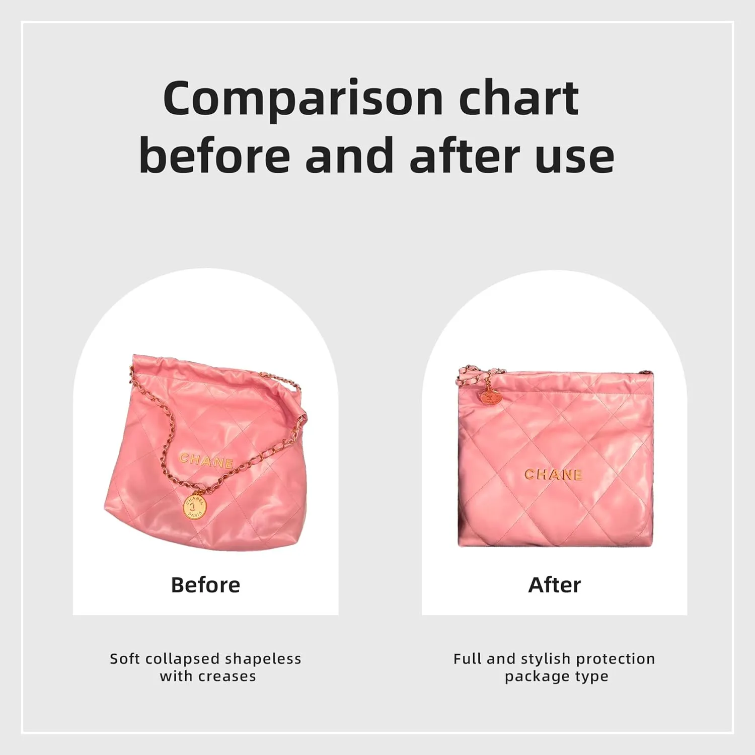 DGAZ Silk Purse Organizer Insert Fits Chanel 22 Mini/S/M/L bag，Silky Smooth Bag Organizer，Luxury Handbag & Tote Shaper(Rose lipstick,S)