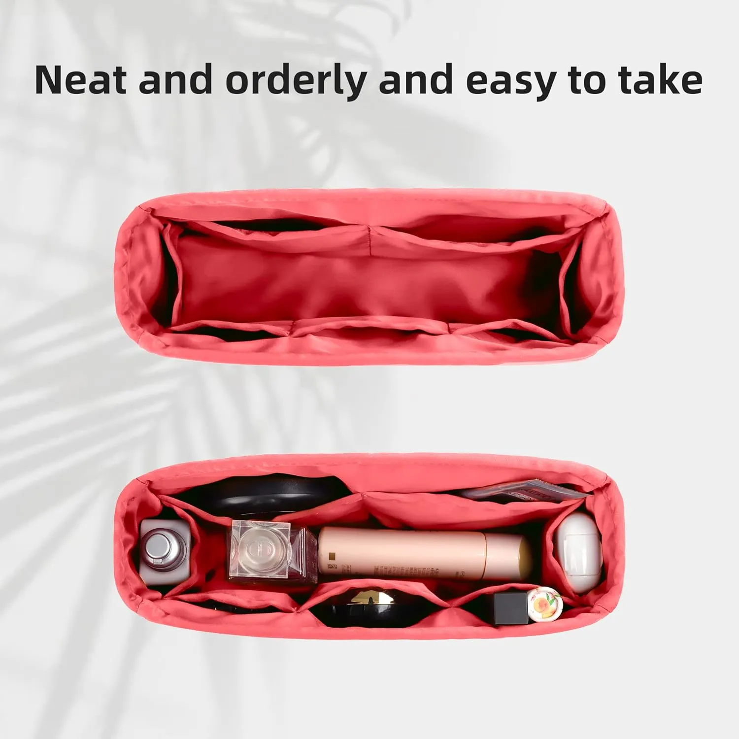 DGAZ Silk Purse Organizer Insert Fits Chanel 22 Mini/S/M/L bag，Silky Smooth Bag Organizer，Luxury Handbag & Tote Shaper(Rose lipstick,S)
