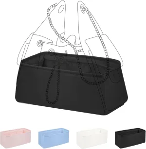 DGAZ Silk Purse Organizer Insert Fits Chanel 25C Hobo Bags，Silky Smooth Bag Organizer，Luxury Handbag & Tote Shaper(Black,Medium)