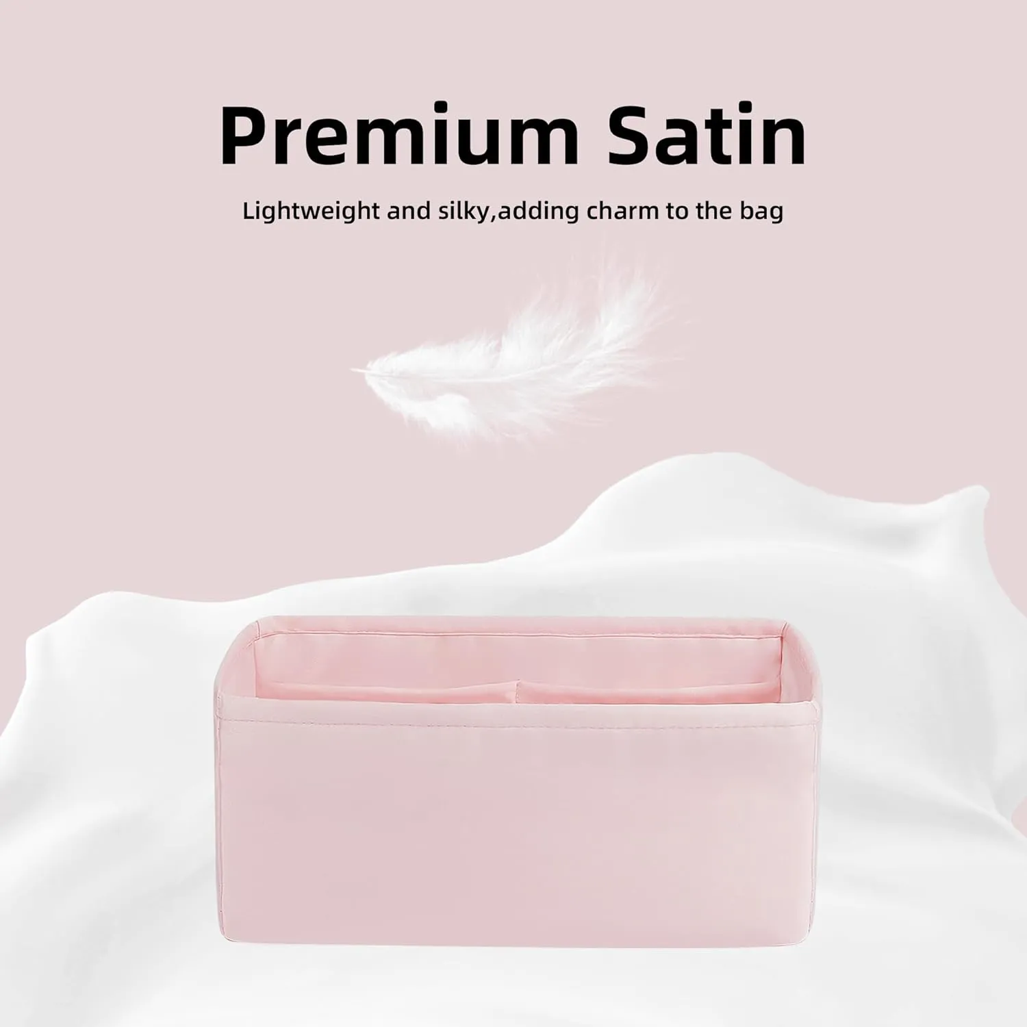 DGAZ Silk Purse Organizer Insert Fits Chanel 25C Hobo Bags，Silky Smooth Bag Organizer，Luxury Handbag & Tote Shaper(Pink,Small)