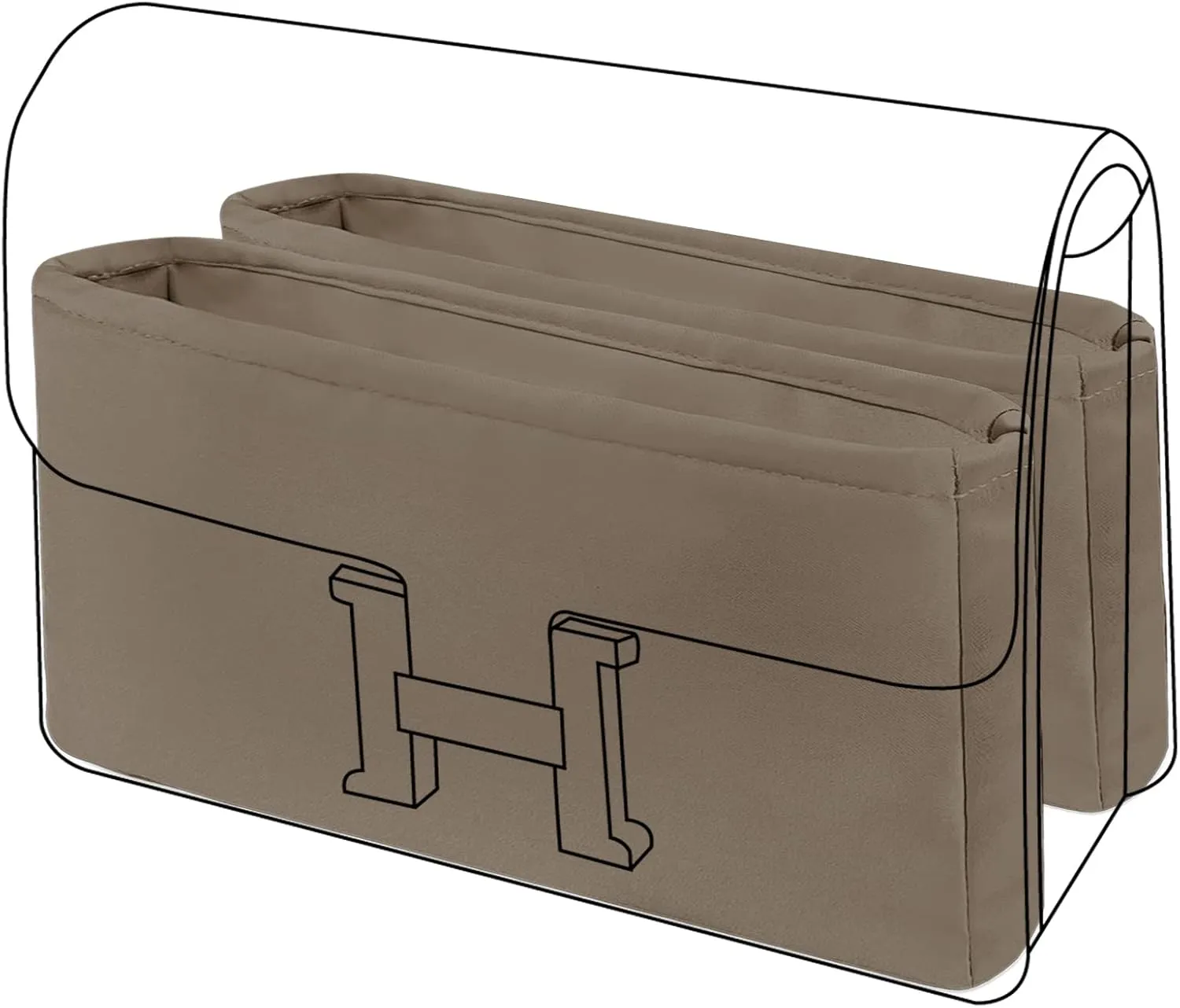 DGAZ Silk Purse Organizer Insert Fits Constance 19/New19/24/New24 bag，Silky Smooth Bag Organizer，Luxury Handbag & Tote Shaper（Etoupe grey，newC19）