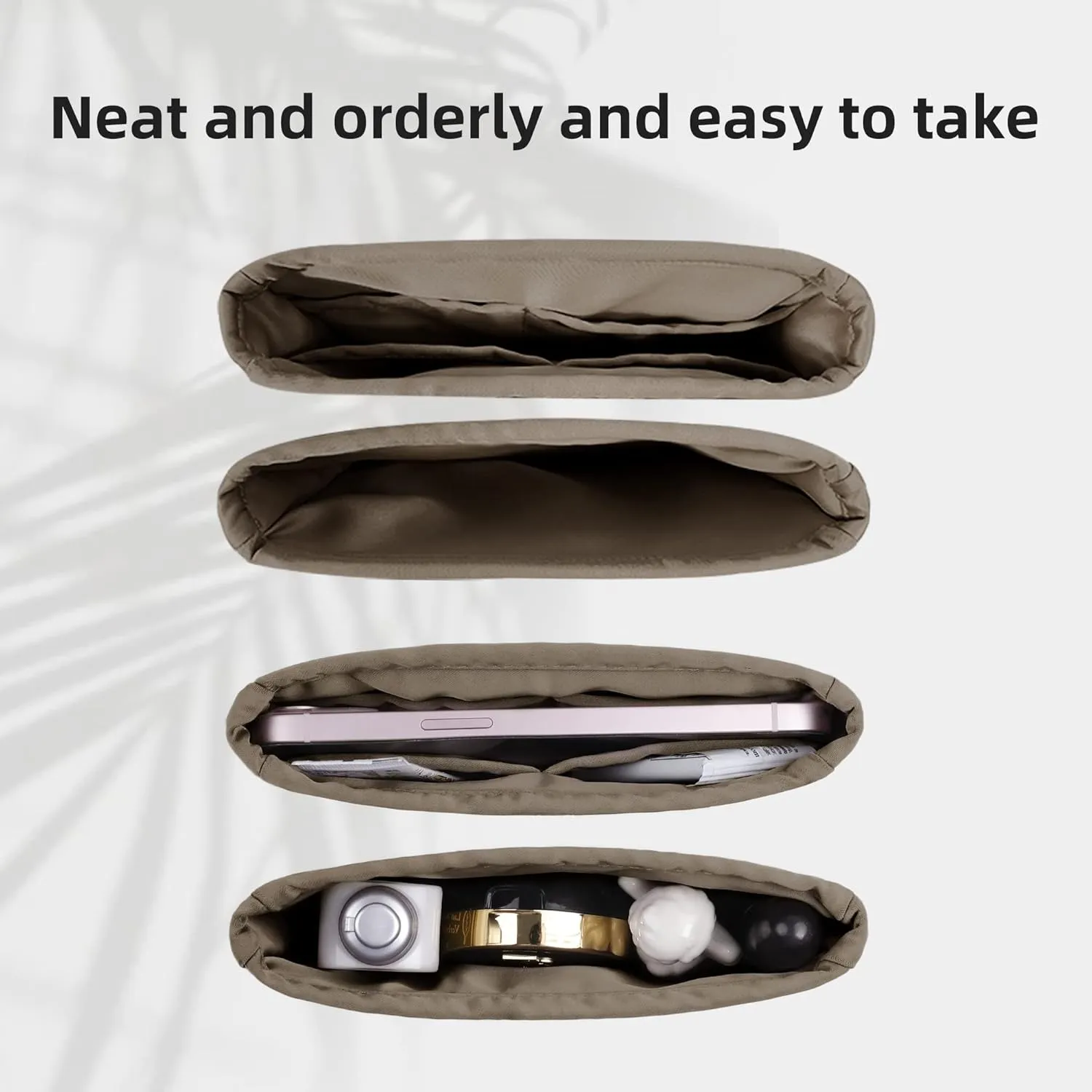 DGAZ Silk Purse Organizer Insert Fits Constance 19/New19/24/New24 bag，Silky Smooth Bag Organizer，Luxury Handbag & Tote Shaper（Etoupe grey，newC19）