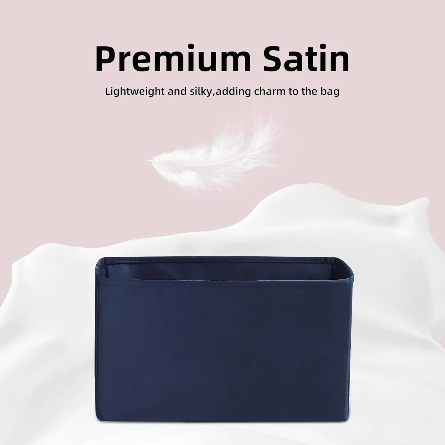 DGAZ Silk Purse Organizer Insert Fits Dior Book Tote mini/S/M/L，Silky Smooth Bag Organizer，Luxury Handbag & Tote Shaper（Treasure blue，BT-S）