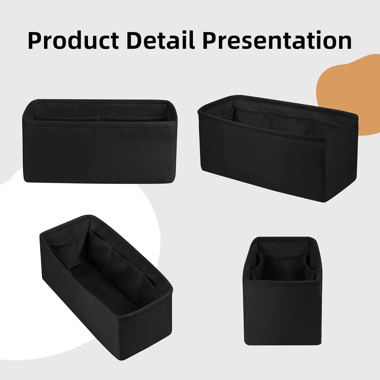 DGAZ Silk Purse Organizer Insert Fits Hermes Herbag 31/39/50 Bags, Luxury Handbag & Tote Organiser, Simplicity bag insert（Black,H31）
