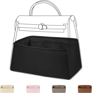 DGAZ Silk Purse Organizer Insert Fits Hermes Herbag 31/39/50 Bags, Luxury Handbag & Tote Organiser, Simplicity bag insert（Black,H31）