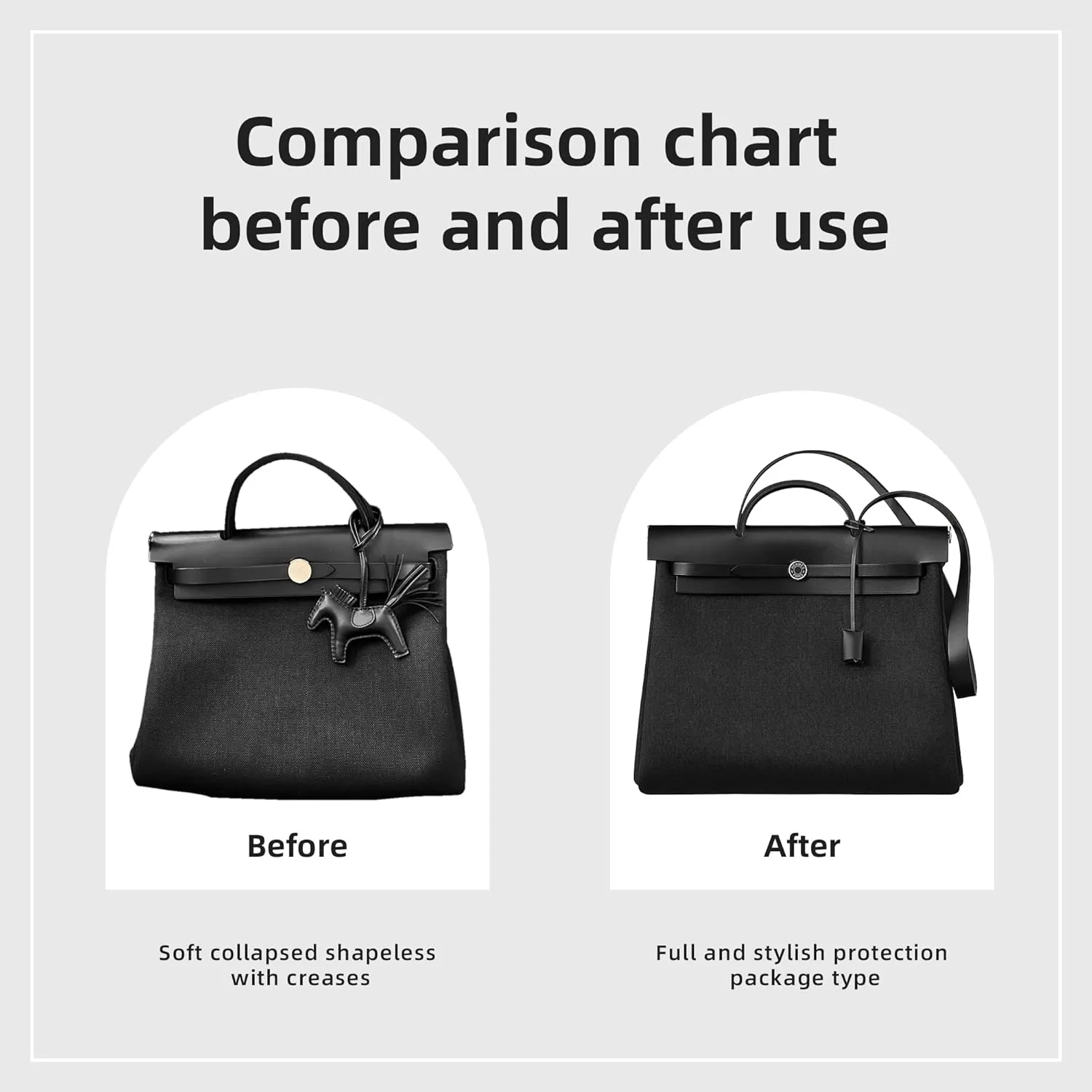 DGAZ Silk Purse Organizer Insert Fits Hermes Herbag 31/39/50 Bags, Luxury Handbag & Tote Organiser, Simplicity bag insert（Black,H31）