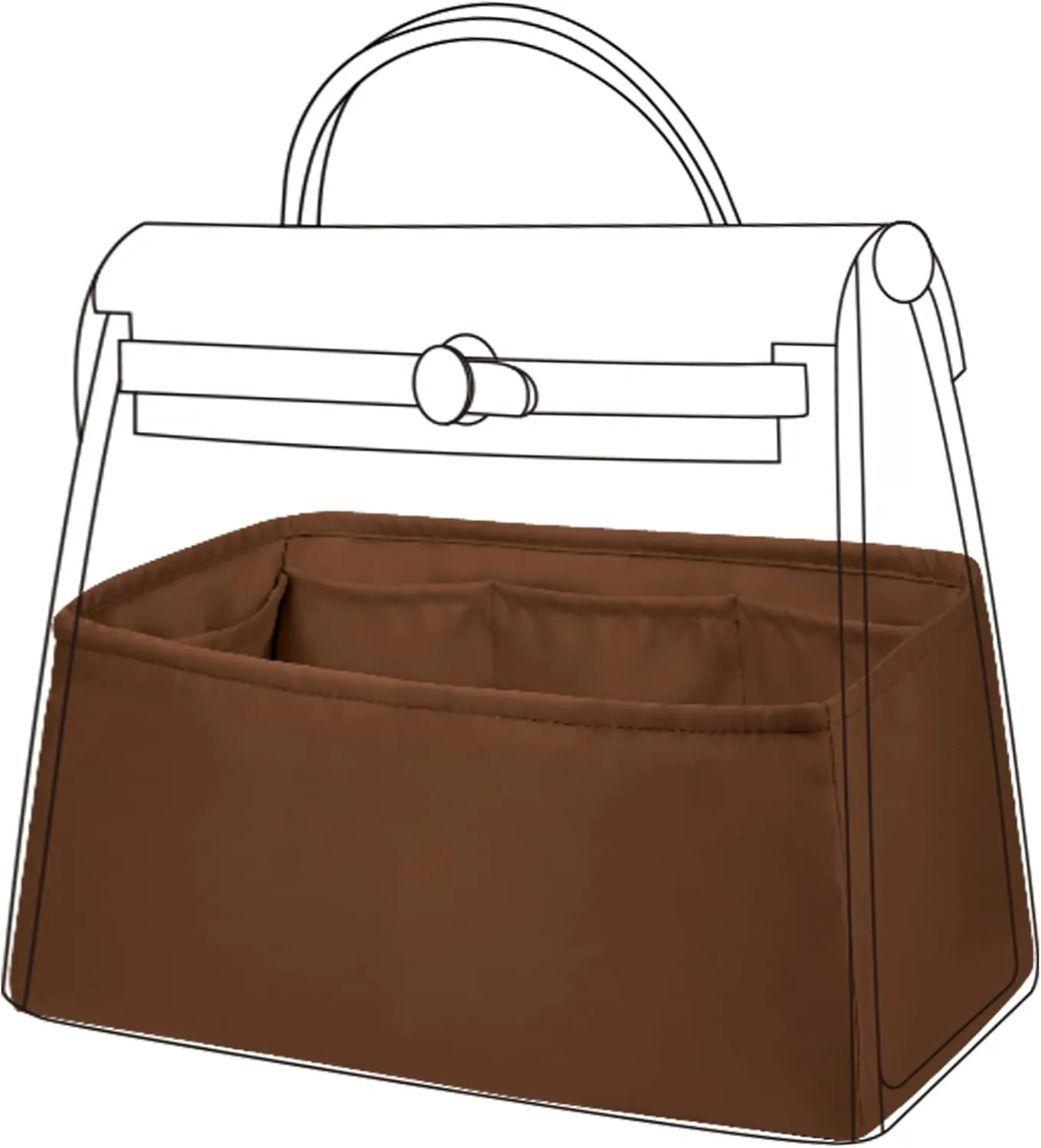 DGAZ Silk Purse Organizer Insert Fits Hermes Herbag 31/39/50 Bags, Luxury Handbag & Tote Organiser, Simplicity bag insert（Gold,H39）