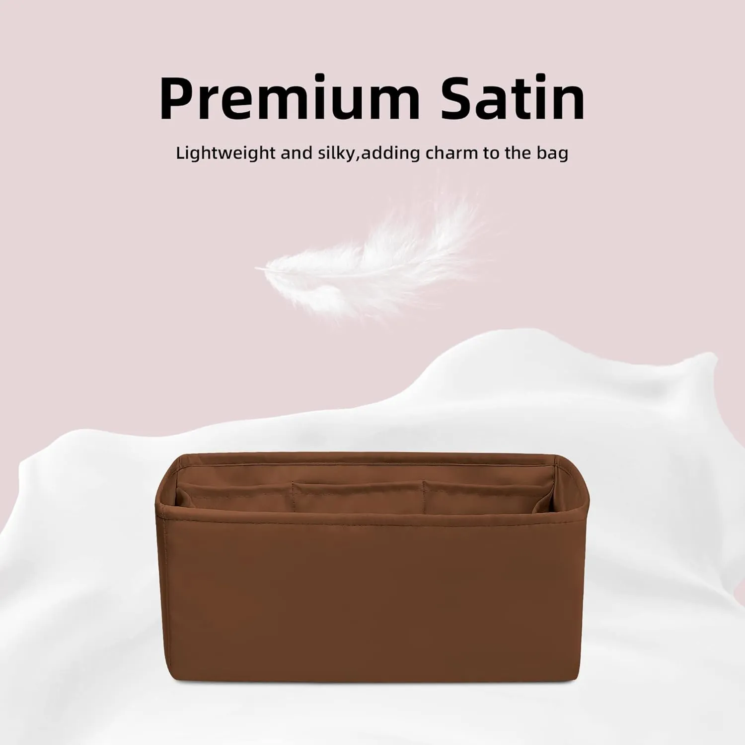 DGAZ Silk Purse Organizer Insert Fits Hermes Herbag 31/39/50 Bags, Luxury Handbag & Tote Organiser, Simplicity bag insert（Gold,H39）