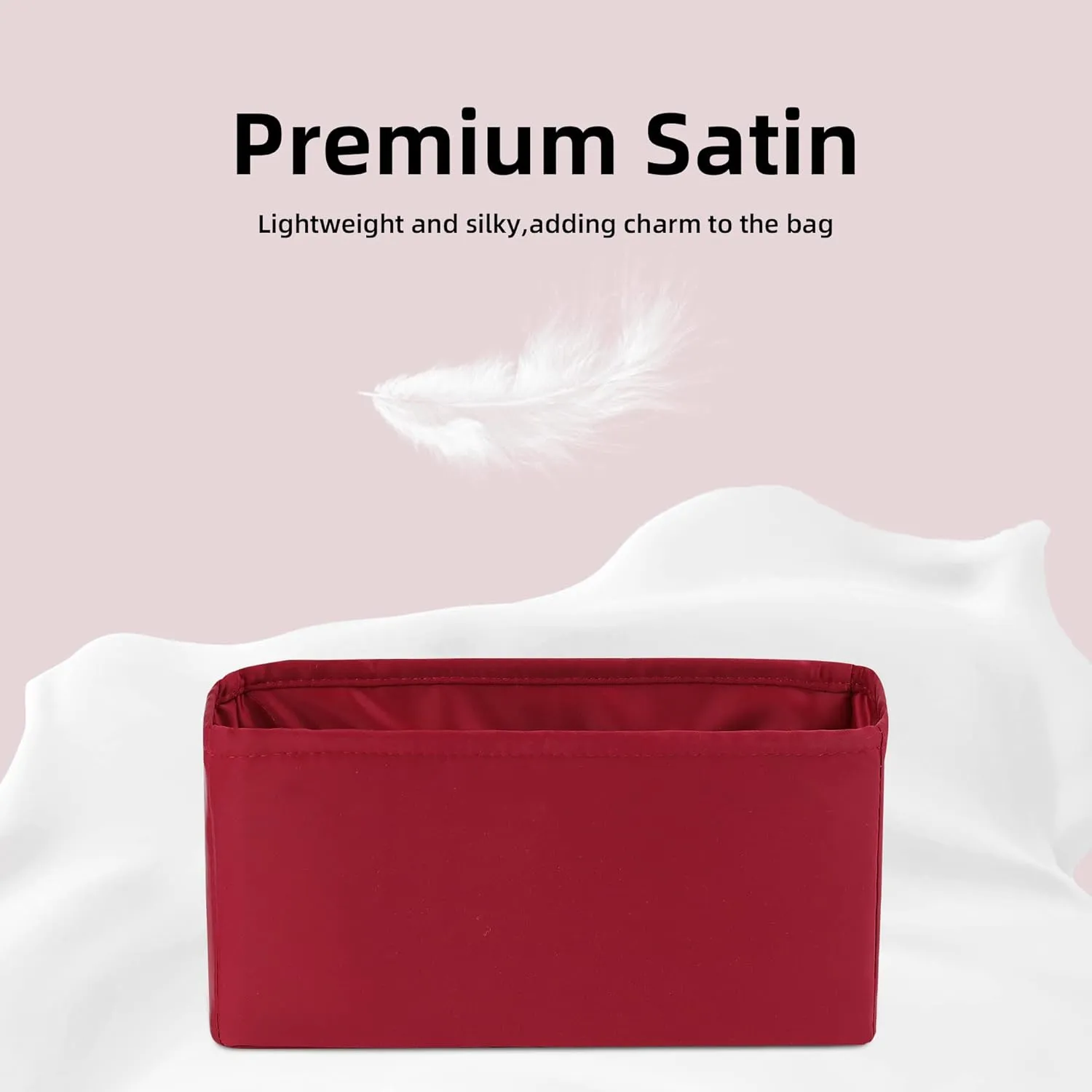 DGAZ Silk Purse Organizer Insert For Lady-Dior Micro/Mini/S/M/L bags，Silky Smooth Bag Organizer，Luxury Handbag & Tote Shaper（Wine Red，L）