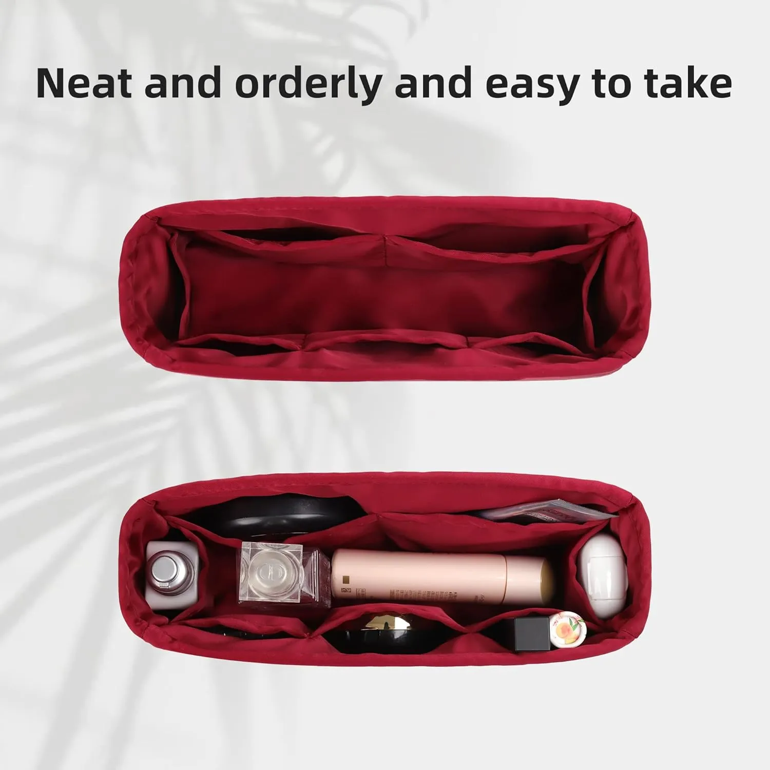 DGAZ Silk Purse Organizer Insert For Lady-Dior Micro/Mini/S/M/L bags，Silky Smooth Bag Organizer，Luxury Handbag & Tote Shaper（Wine Red，L）