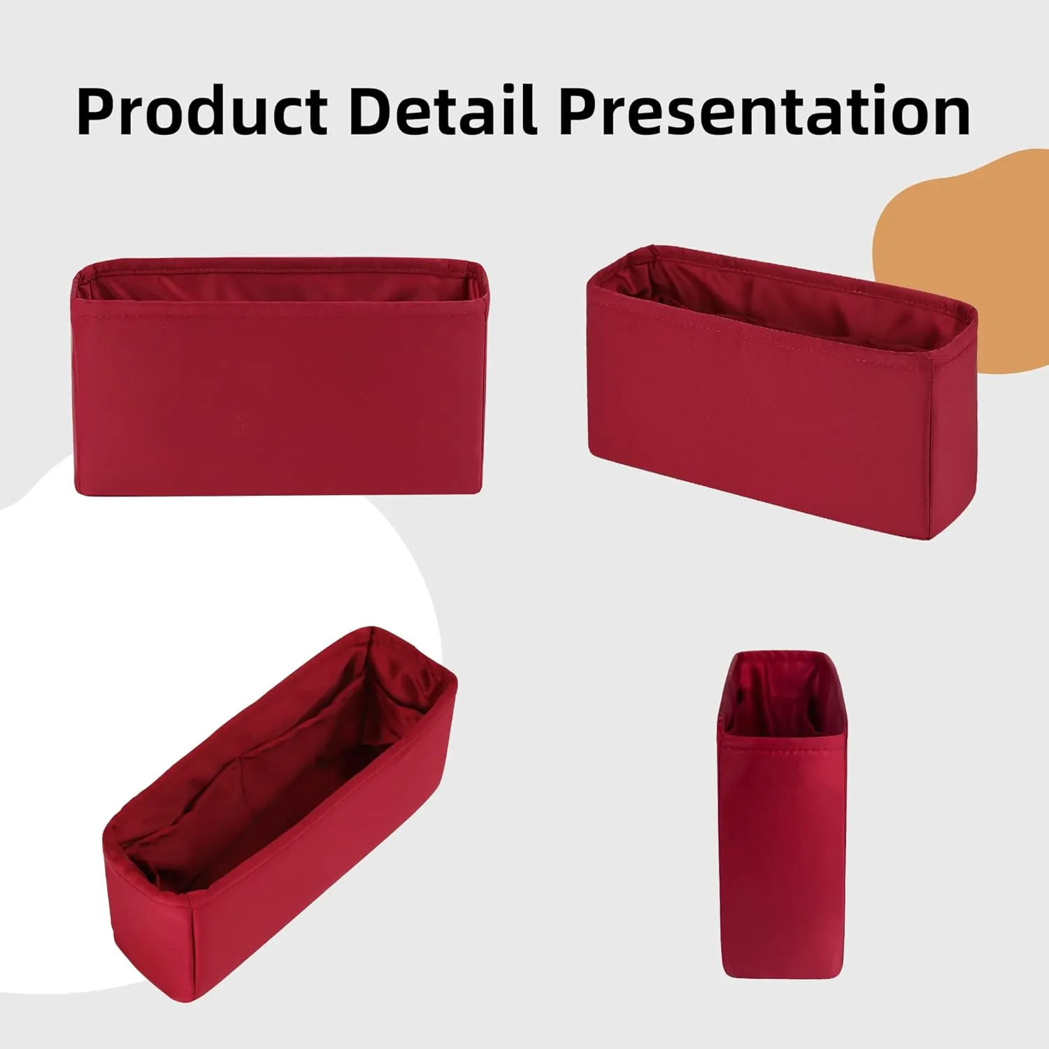 DGAZ Silk Purse Organizer Insert For Lady-Dior Micro/Mini/S/M/L bags，Silky Smooth Bag Organizer，Luxury Handbag & Tote Shaper（Wine Red，L）