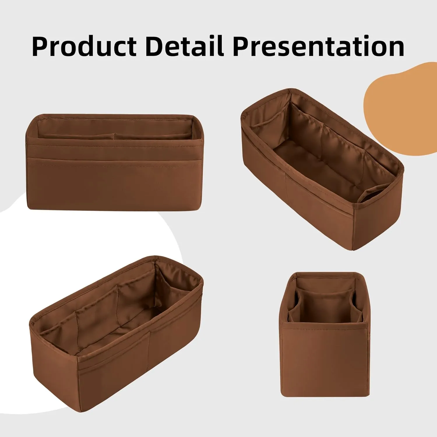 DGAZ Silky Purse Organizer Insert Fits Garden Party 23/26/30/36/45/49 Bags, Luxury Handbag & Tote Organizer, Simplicity bag organizer(Gold,GP23)