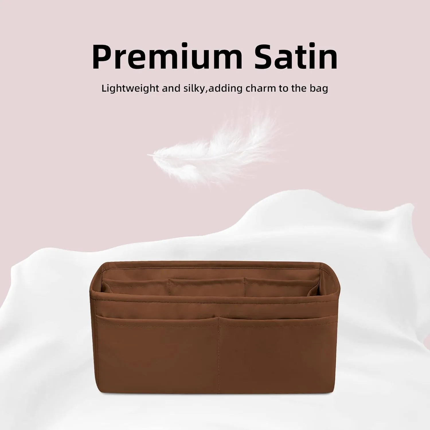 DGAZ Silky Purse Organizer Insert Fits Garden Party 23/26/30/36/45/49 Bags, Luxury Handbag & Tote Organizer, Simplicity bag organizer(Gold,GP23)