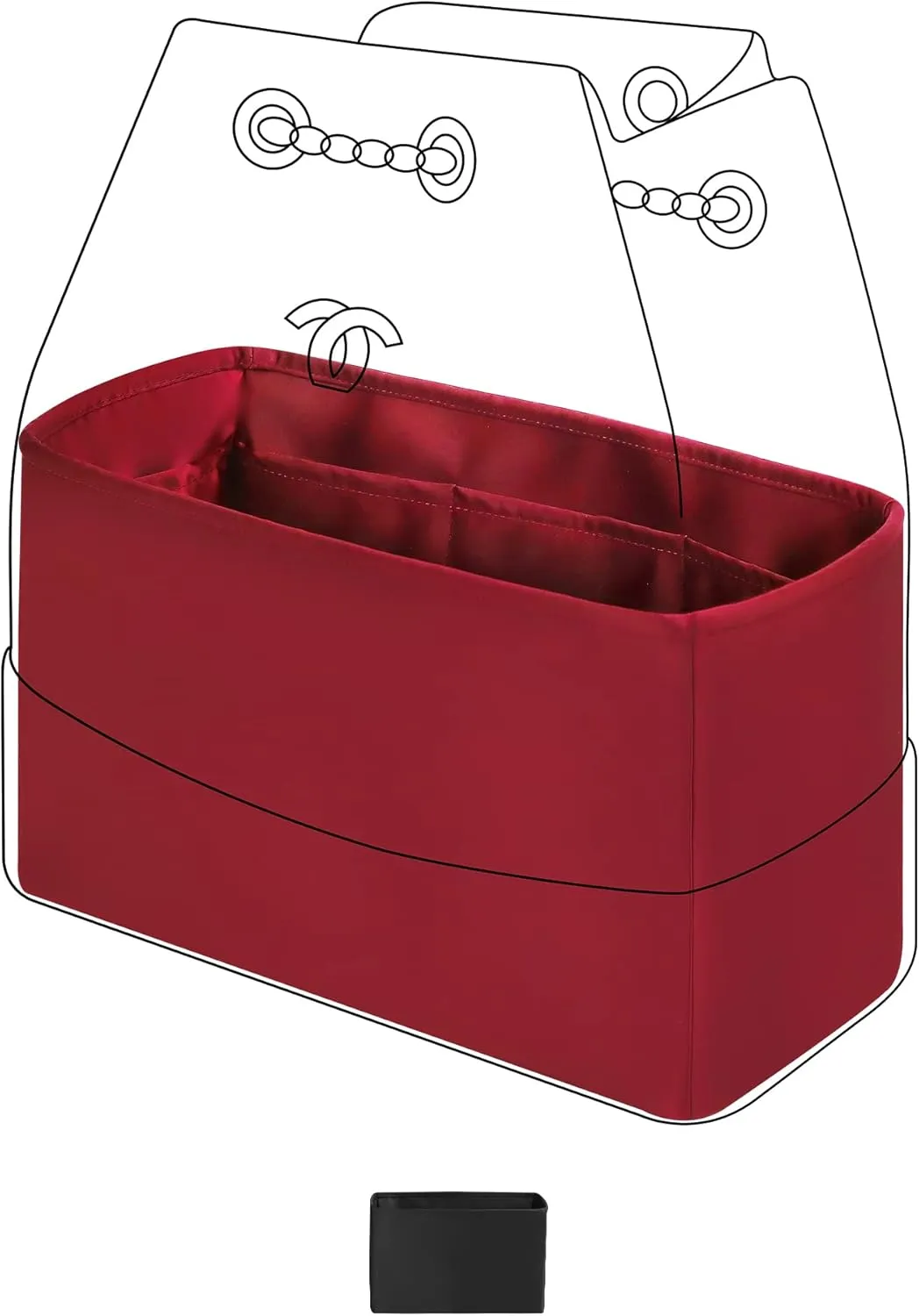 DGAZ Silky Purse Organizer Insert for Chanel Gabrielle Backpack S/M Bags, Luxury Handbag & Tote Organizer, Simplicity bag organizer (Wine Red,S)