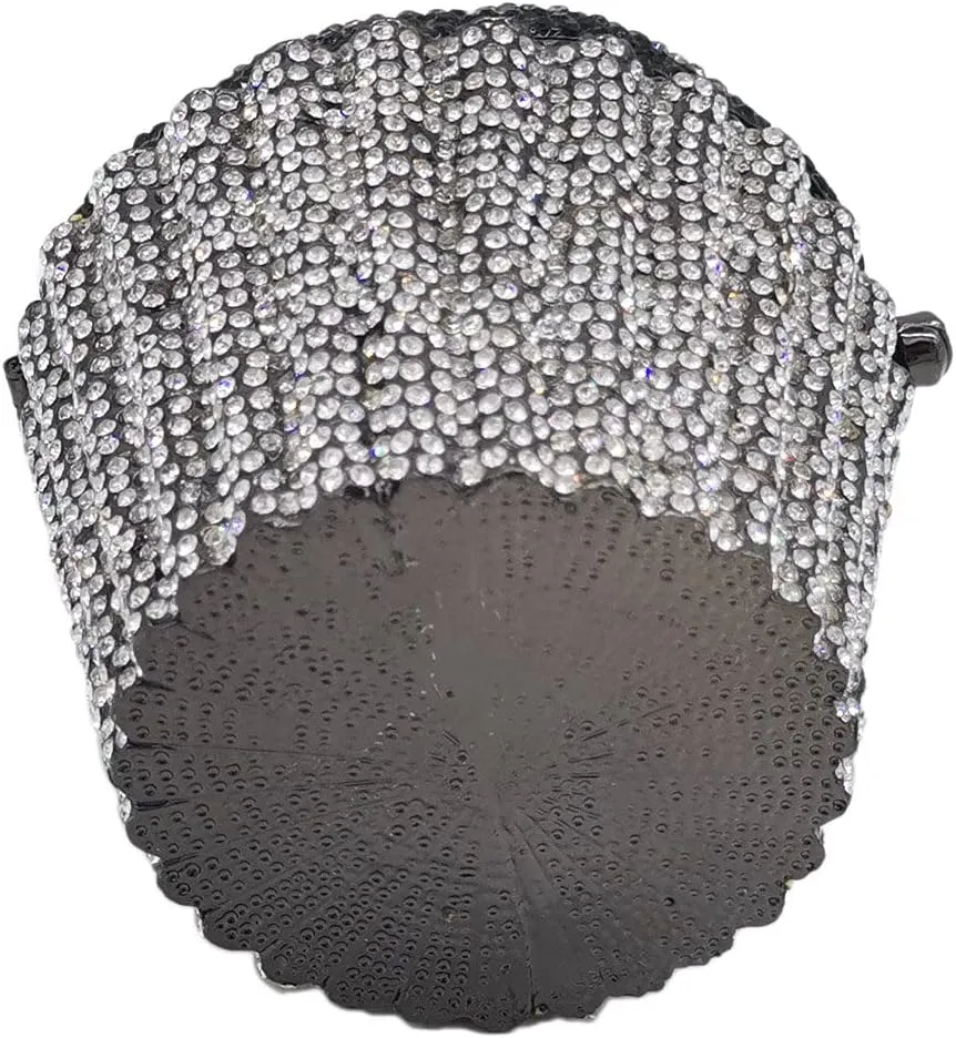 DJBM Cute Cupcake Rhinestone Clutch Diamond Crystal Purse Evening Bags for Women Party Wedding Cocktail Prom