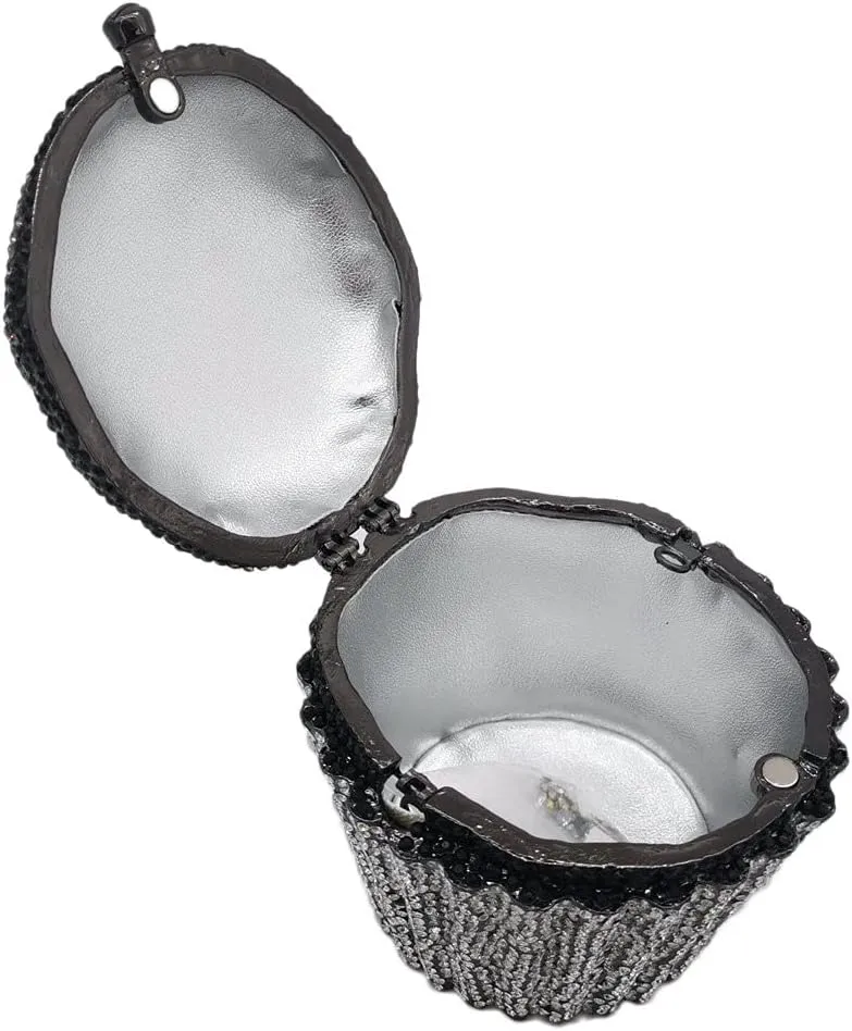 DJBM Cute Cupcake Rhinestone Clutch Diamond Crystal Purse Evening Bags for Women Party Wedding Cocktail Prom