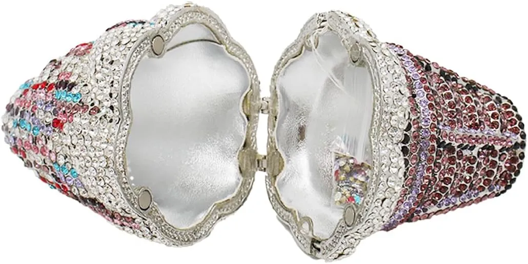 DJBM Cute Cupcake Rhinestone Clutch Diamond Crystal Purse Evening Bags for Women Party Wedding Cocktail Prom