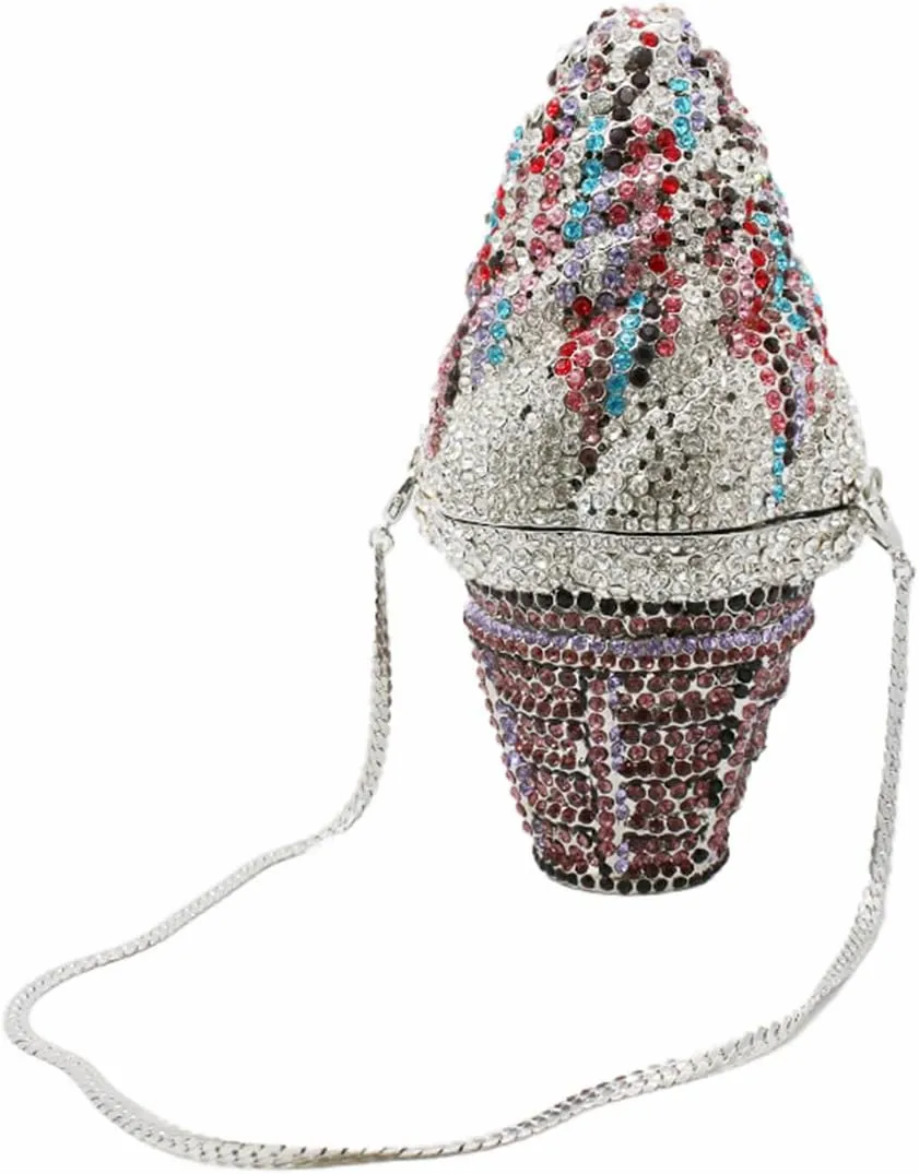 DJBM Cute Cupcake Rhinestone Clutch Diamond Crystal Purse Evening Bags for Women Party Wedding Cocktail Prom