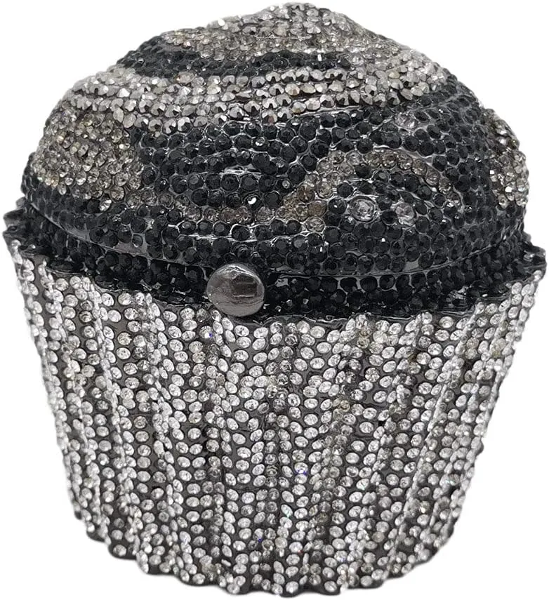 DJBM Cute Cupcake Rhinestone Clutch Diamond Crystal Purse Evening Bags for Women Party Wedding Cocktail Prom