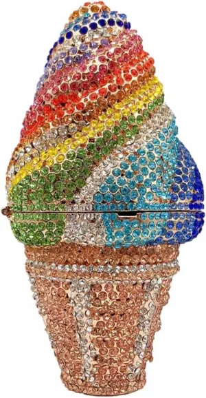 DJBM Cute Cupcake Rhinestone Clutch Diamond Crystal Purse Evening Bags for Women Party Wedding Cocktail Prom