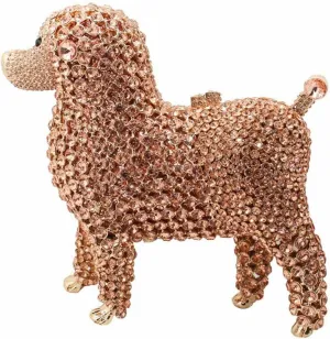 DJBM Cute Poodle Rhinestone Evening Clutch Lovely Animal Dog Crystal Purses Diamond Evening Bags for Women Party Prom