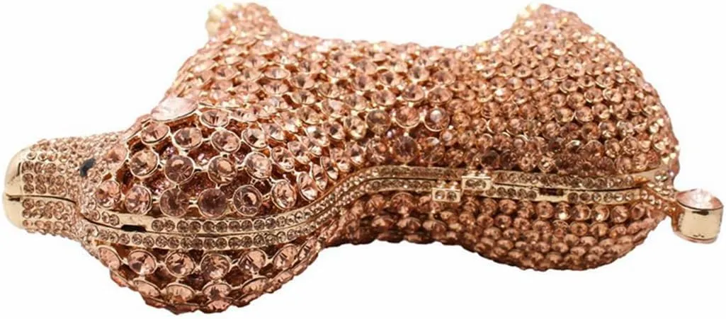 DJBM Cute Poodle Rhinestone Evening Clutch Lovely Animal Dog Crystal Purses Diamond Evening Bags for Women Party Prom