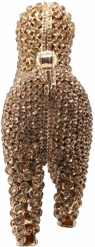 DJBM Cute Poodle Rhinestone Evening Clutch Lovely Animal Dog Crystal Purses Diamond Evening Bags for Women Party Prom