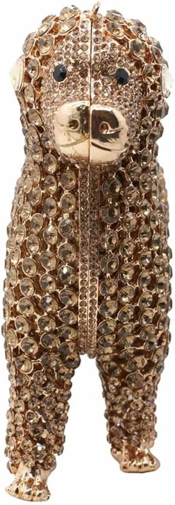 DJBM Cute Poodle Rhinestone Evening Clutch Lovely Animal Dog Crystal Purses Diamond Evening Bags for Women Party Prom