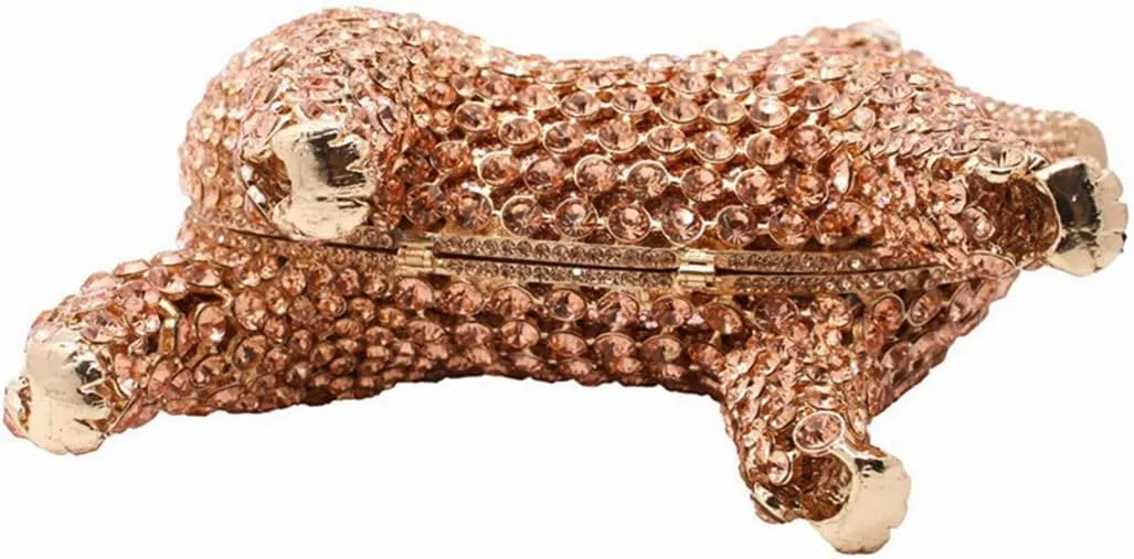 DJBM Cute Poodle Rhinestone Evening Clutch Lovely Animal Dog Crystal Purses Diamond Evening Bags for Women Party Prom
