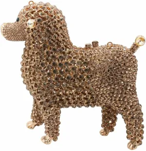 DJBM Cute Poodle Rhinestone Evening Clutch Lovely Animal Dog Crystal Purses Diamond Evening Bags for Women Party Prom