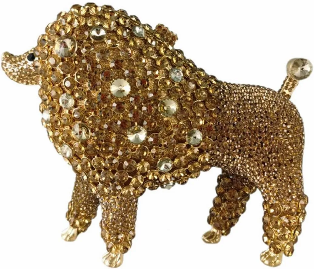 DJBM Cute Poodle Rhinestone Evening Clutch Lovely Animal Dog Crystal Purses Diamond Evening Bags for Women Party Prom