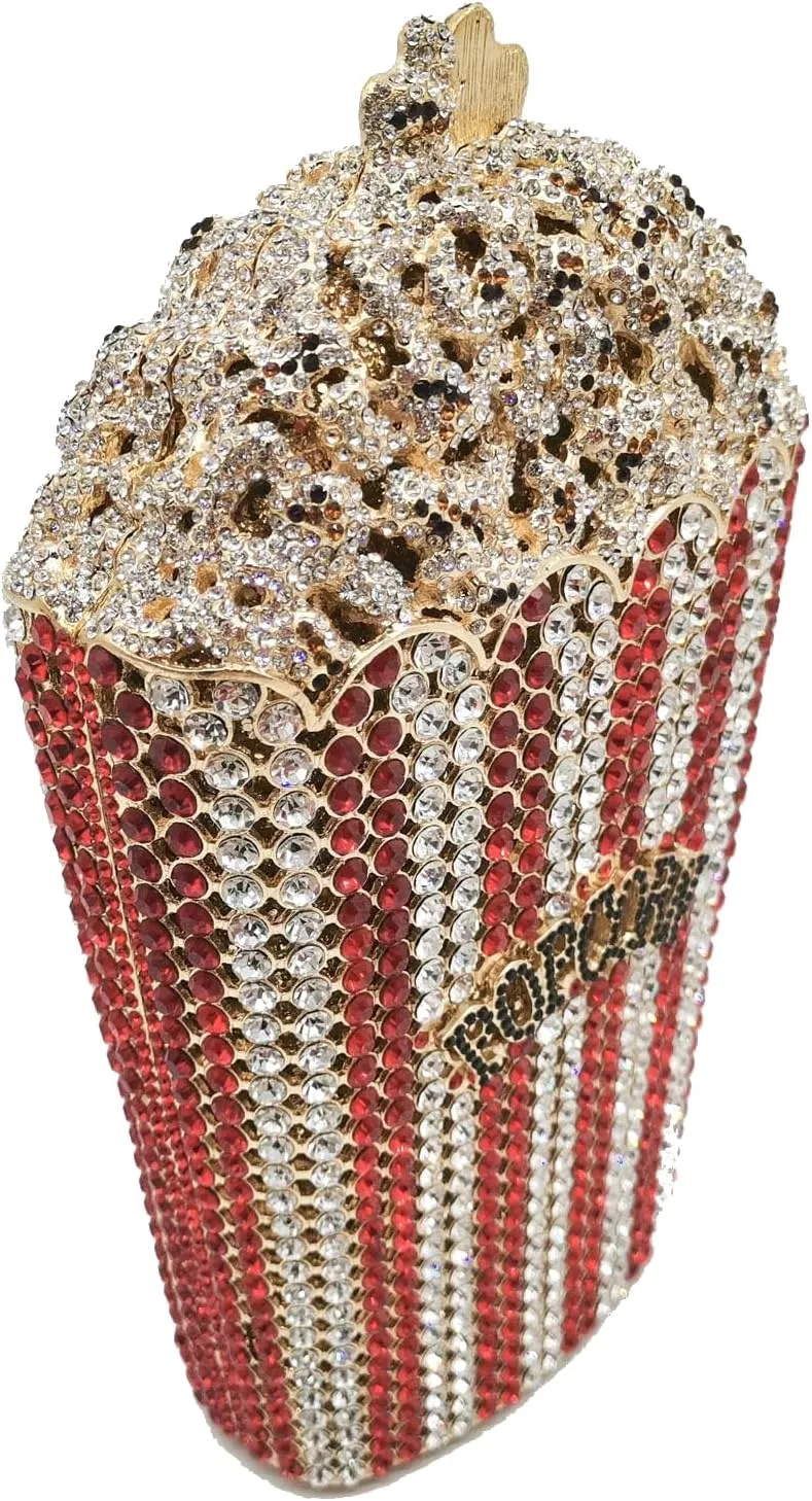 DJBM Luxury Women Rhinestone Clutch - Popcorn Evening Bag with Crystal Rhinestones for Women - Perfect for Party Nights