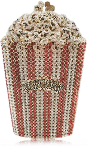 DJBM Luxury Women Rhinestone Clutch - Popcorn Evening Bag with Crystal Rhinestones for Women - Perfect for Party Nights