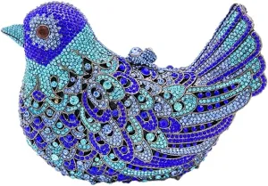 DJBM Women Lovely Bird Clutch Bag Sparkling Luxury Crystal Purse with Chian for Nightclub Celebration