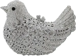 DJBM Women Lovely Bird Clutch Bag Sparkling Luxury Crystal Purse with Chian for Nightclub Celebration