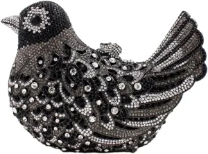 DJBM Women Lovely Bird Clutch Bag Sparkling Luxury Crystal Purse with Chian for Nightclub Celebration
