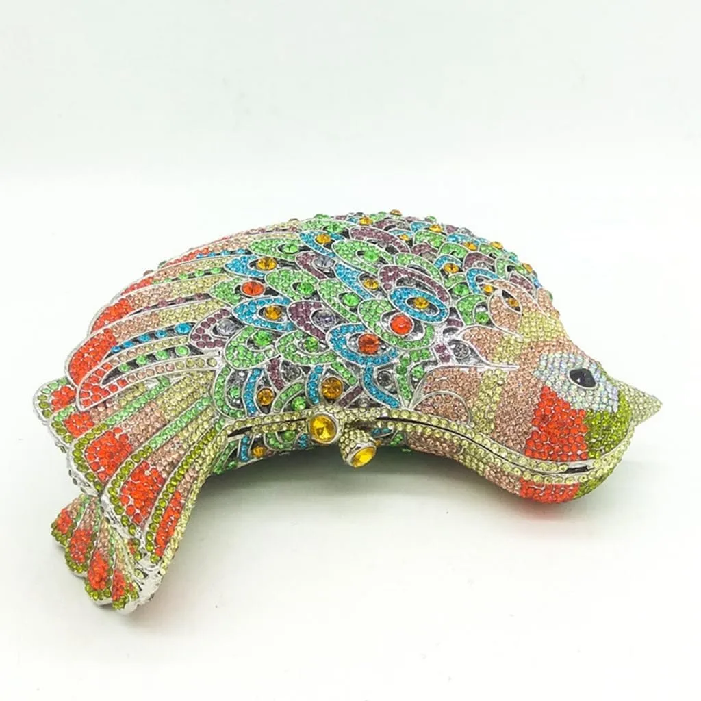 DJBM Women Lovely Bird Clutch Bag Sparkling Luxury Crystal Purse with Chian for Nightclub Celebration