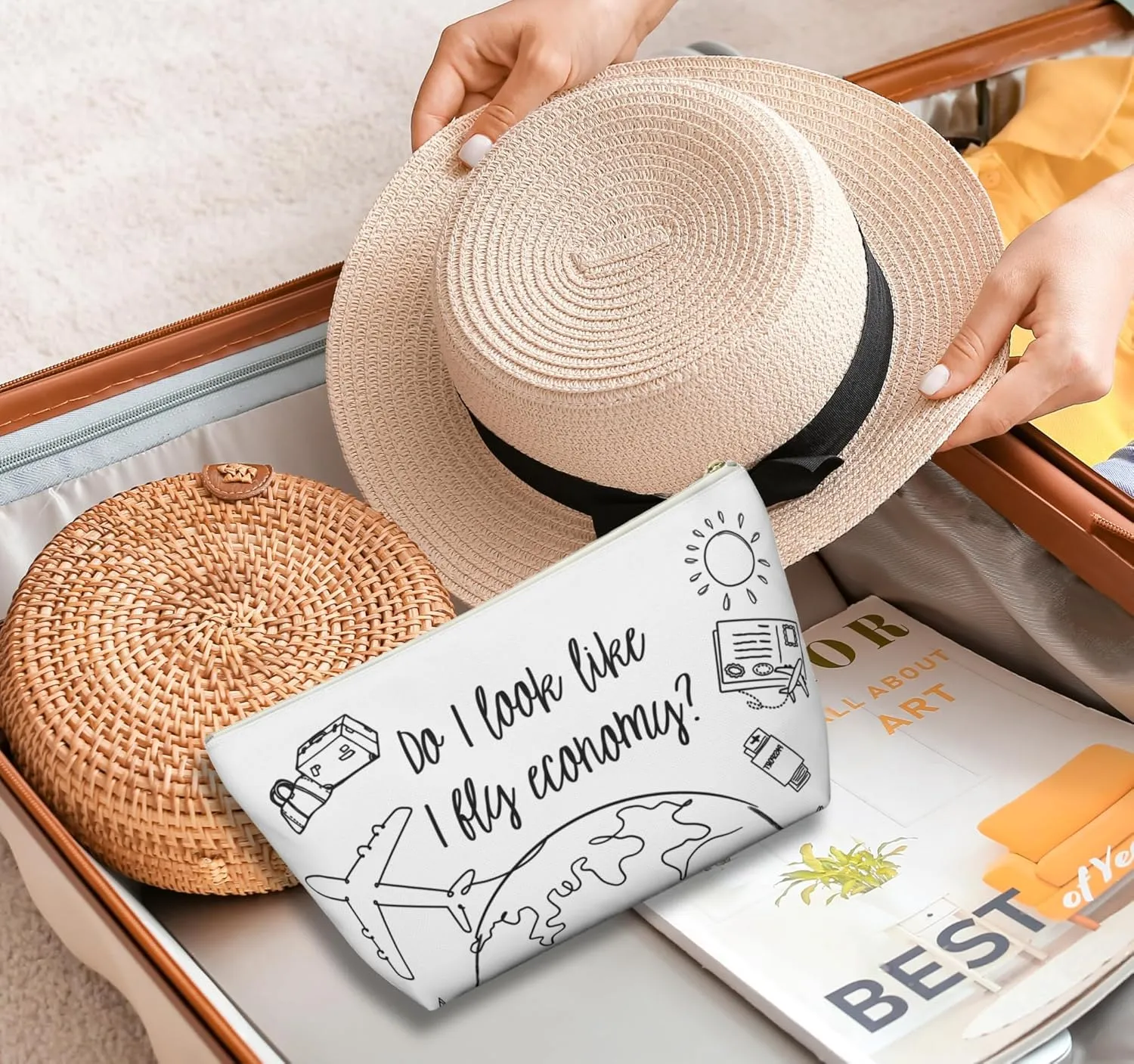 Do I look like I Fly Economy Travel Funny Makeup Bag Toiletries Women Bridal Party Traveler Travel Agent Small Accessory Bag