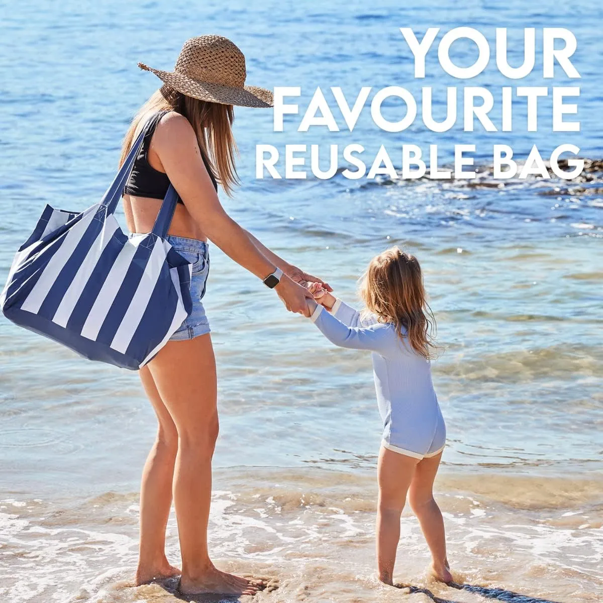 Dock & Bay Everyday Beach Tote Bag - Reusable Carrier Bag for Daily Use - Carries Up to 10kg - 100% Recycled Materials