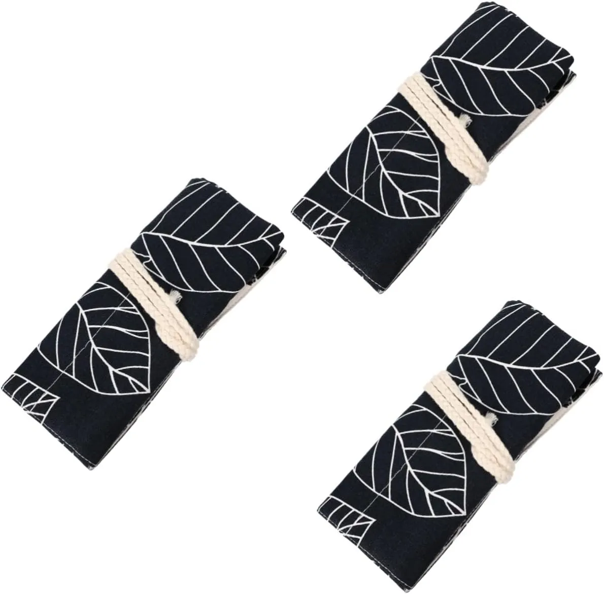DOITOOL 3pcs Portable Makeup Brush Bag Organizer Multiple Slots for Travel Stylish Rolling Wrap Pouch for Cosmetics Pens and Markers Convenient Storage for Students and Professionals