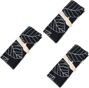 DOITOOL 3pcs Portable Makeup Brush Bag Organizer Multiple Slots for Travel Stylish Rolling Wrap Pouch for Cosmetics Pens and Markers Convenient Storage for Students and Professionals