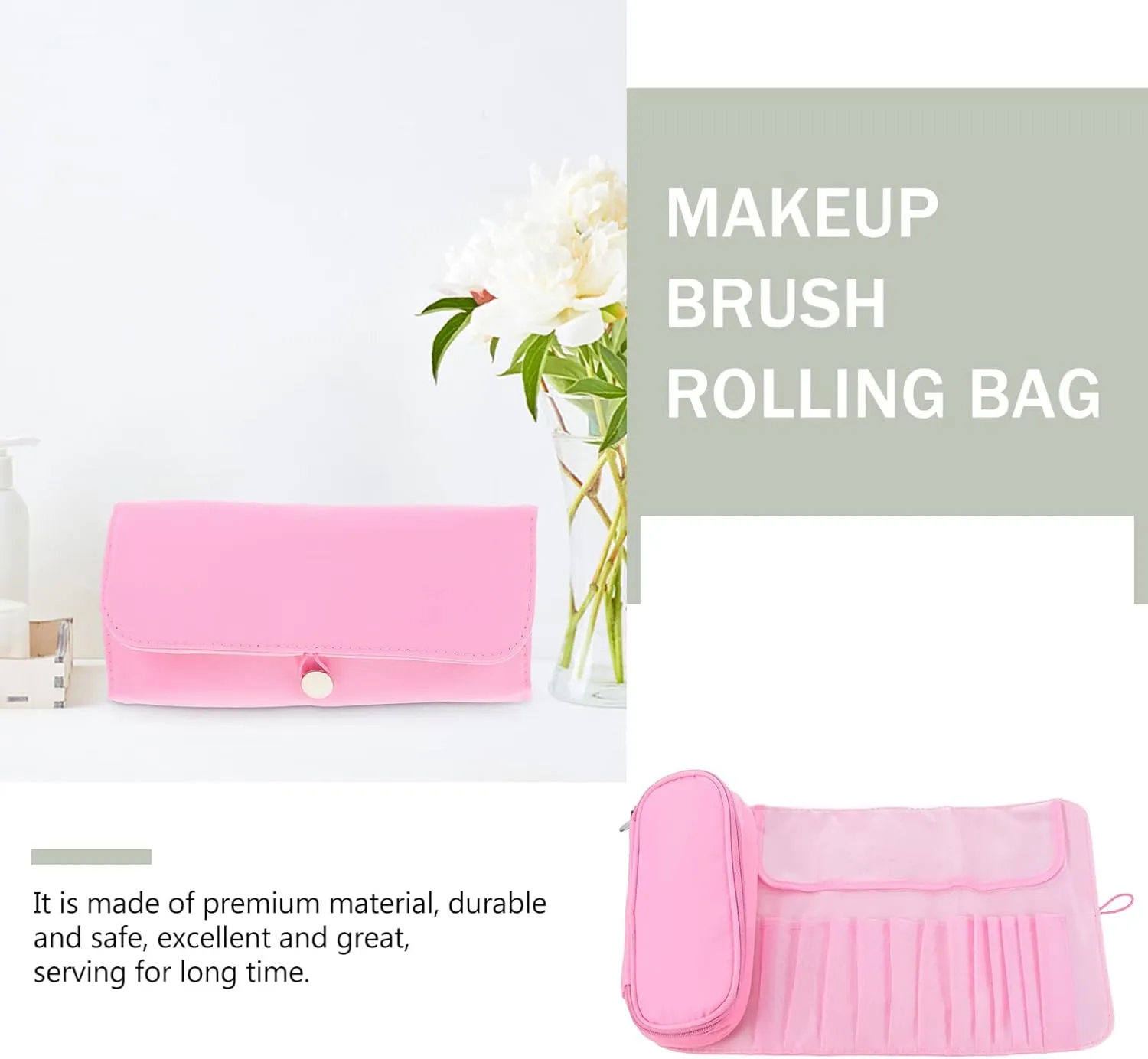 DOITOOL Portable Makeup Brush Rolling Bag Cosmetic Brush Holder for Travel Storage Organizer Elegant Design for Makeup Tools and Cosmetics