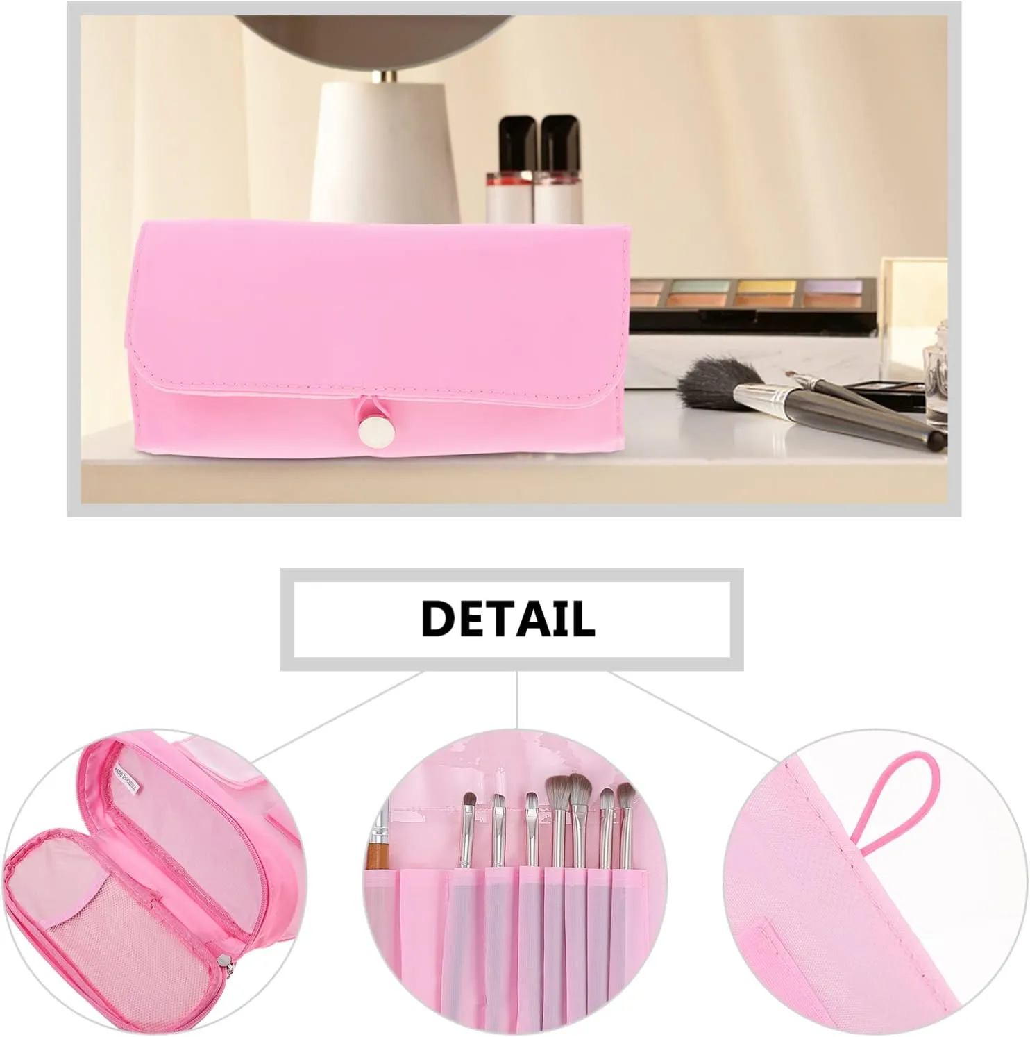 DOITOOL Portable Makeup Brush Rolling Bag Cosmetic Brush Holder for Travel Storage Organizer Elegant Design for Makeup Tools and Cosmetics